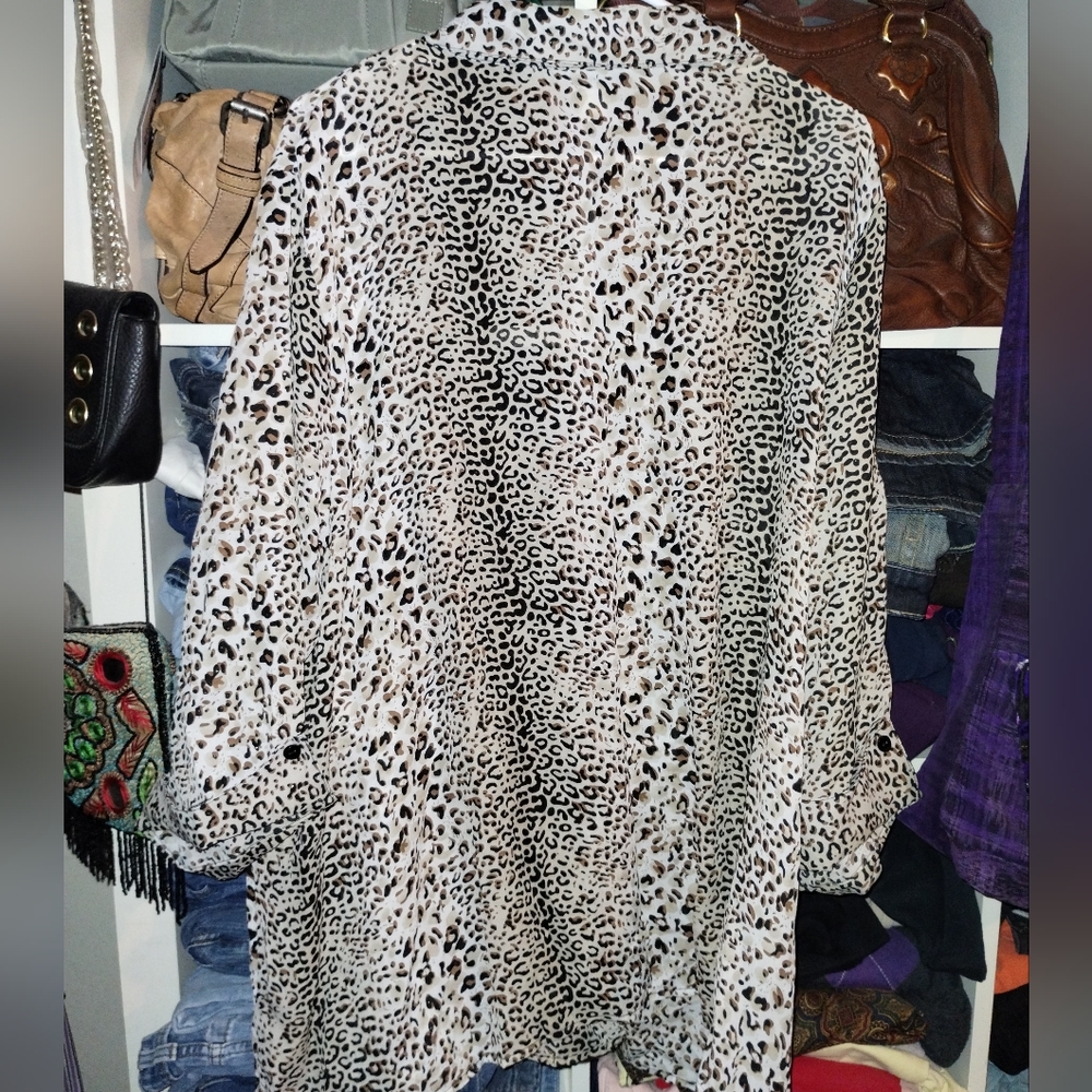 Maggie Barnes Vintage Leopard Print Women's Top 3x - Picture 2 of 9